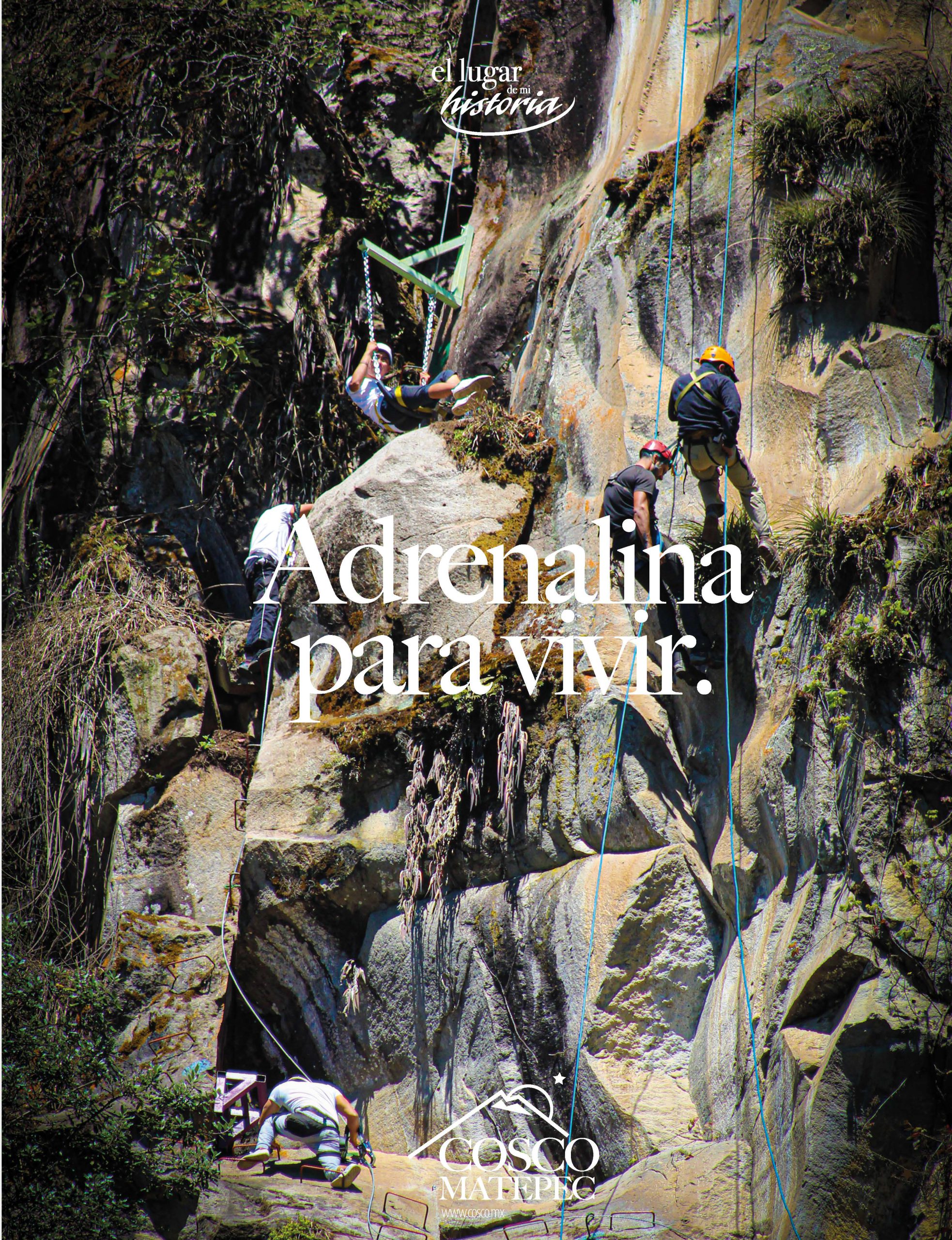 Aplicación editorial de la campaña Adrenalina para vivir