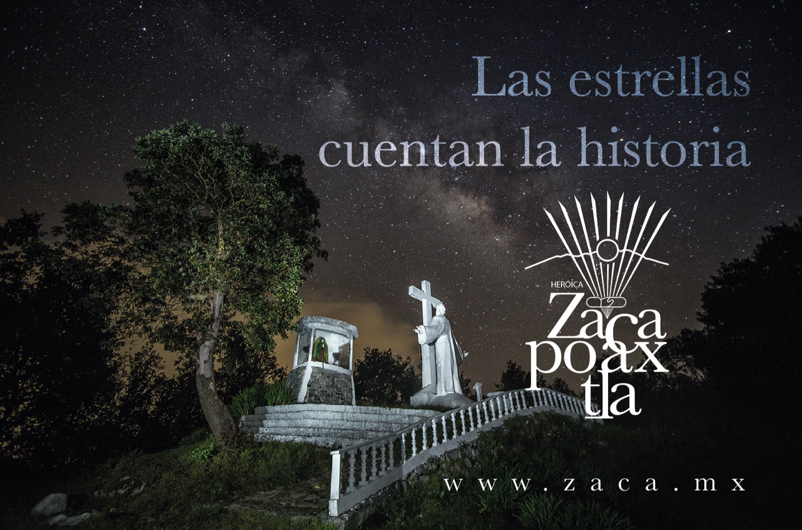 Pieza de campaña de Zacapoaxtla bajo un cielo estrellado